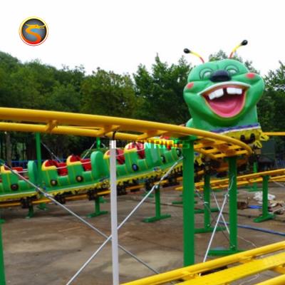 China FRP+steel amusement park track train ride roller coaster fruit worm slide rides for sale