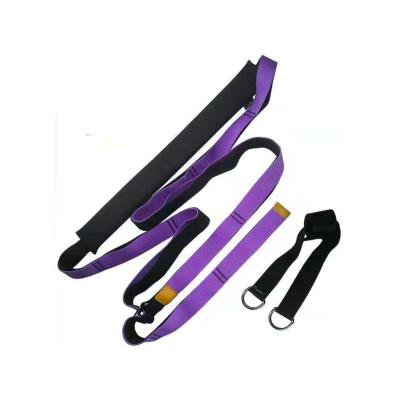 China 100%Cotton Fabric Exercise Yoga Stretch Straps Set With Loops Padding And Door Anchor for sale