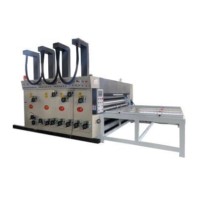 China Cardboard Printing Machine Chain Feeder Pizza Box Making Machine Chain Feeder 4 Color Corrugated Flexo Printing Slotting Die Cutting Machine for sale