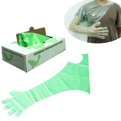 China Factory Wholesale Easy Disposable VET Instruments Long Animal Operation Gloves PE Oversleeve Slap Oven Gloves With Shoulder for sale