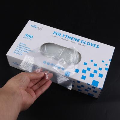 China Household Waterproof Disposable Plastic Waterproof Box Gloves PE Factory Price Packaging Gloves For Kitchen for sale