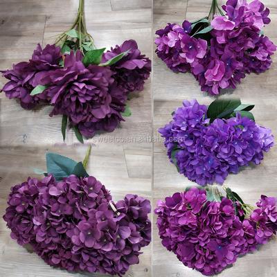 China 2020 Artificial Beautiful Colorful Fabric Garden Peony Hydrangea Bush Flowers Bucket For Wedding Decoration Home Decoration for sale