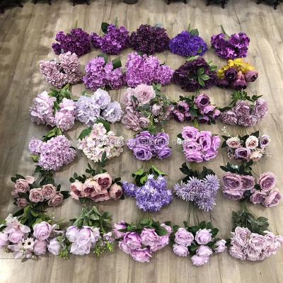 China 2020 New Style Light Color Grape Purple Artificial Flower Bush For Wedding Flower Decoration for sale