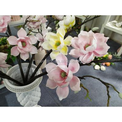 China Wedding Factory Price Real Touch EVA Magnolia Artificial Flower For Wedding Turnout Flowers Home Decoration for sale