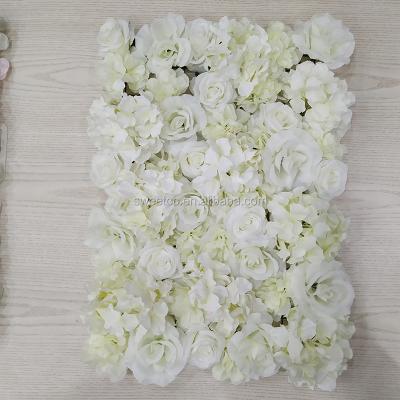 China Wholesale Modern Artificial Flower Wall Panel Flower Wall Decoration White Flower Silk Wall For Decoration for sale