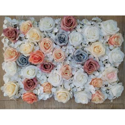 China 2020 Modern Latest Artificial Light Blue Silk Flower Backdrop Mounted Hydrangea Flower Wedding Wall Decor Backdrop for sale