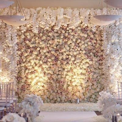 China 2020 Modern Artificial Rose Mounted Silk Hydrangea Flower Wedding Wall Flower Backdrop For Wedding Decoration for sale