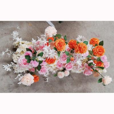 China Foshan natural plant touch runner artificial silk flower floral table runners for wedding decoration for sale