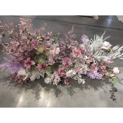 China Natural touch Elegent artificial flower silk floral table runner runners for wedding decoration for sale