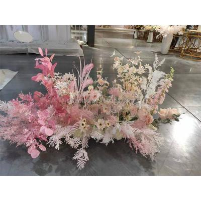 China High quality natural touch runner artificial silk flower floral table runners for wedding decoration for sale