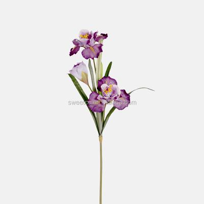 China Modern Wholesale Artificial Home Flowers Single Stem Silk Purple Artificial Iris For Decoration for sale