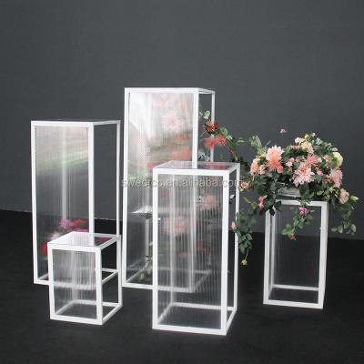 China Morden Fashion Wedding Flower Stand Rectangular Metal Flower Display Stand For Wedding Decoration for sale