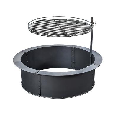 China Large Outdoor Cast Iron Stocked Log Metal Burning Fire Pits Ring Designs with Grill Grate for sale