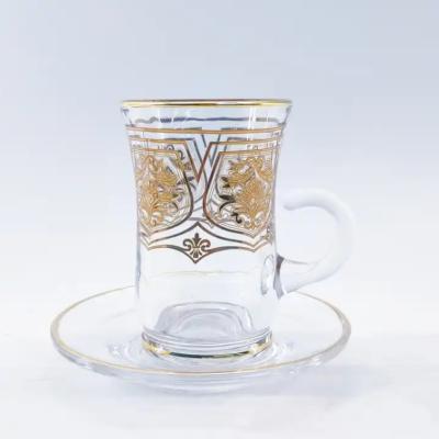 China 12 PCS Arabische Teetasse Glas Runde Exquisite Traditionelle Arabische Kaffeeset zu verkaufen