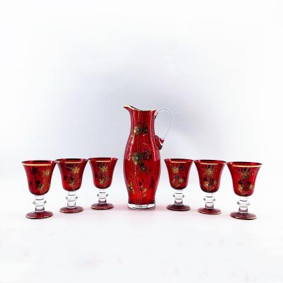 China Restaurant waterpot glas set handvat moderne waterpot en tumbler set Te koop