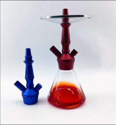 China Handmade Clear Hookah Shisha Colorful Glass Nargile Customizable Stylish Aluminum Hookah Alloy Shisha Hokka For Smoking for sale