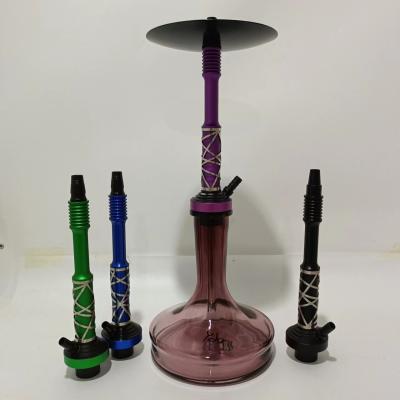 China Portable And Modern Aluminum Hookah Handmade Shisha Color Glass Chicha Flask Smoke Glass Shisha For Smoking Sheesha for sale