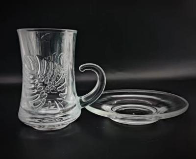 China 18PCS Fabrik Maschine aus Glas Transparente Teetasse mit Handler Heimzimmer Trinkglas Teetasse Set mit Schüssel zu verkaufen