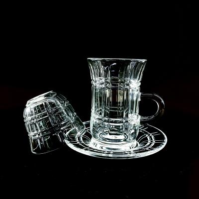 China 18pcs glass tea cup sets turkish tea cup and cawa cup with Middle-East Dubai Style for drinking for sale