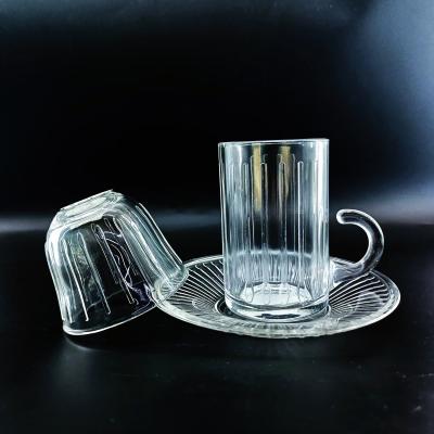 China Simple design turkish tea cup sets cawa cup saucers tea cup with cutting wholesale price can make different combination for sale