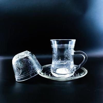 China Functional and Stylish Turkish Tea Cup Sets Cawa Cup Saucers With Cutting Design for sale