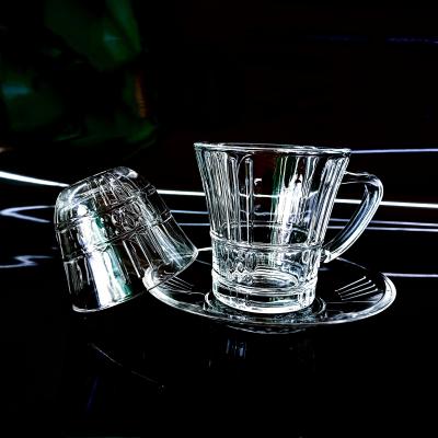 China High Quality Clear Glass Turkish Tea Cup and Cawa Cup Sets Crystal Glass Accept Customized Logo Can Make Different Combination for sale