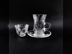 18 PCS Turkish Glass Tea Cup Saucer Clear Glass Tea Cups And Saucers Turkish Tea Cup Set