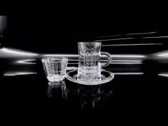 18 PCS Turkish Transparent Glass Tea Cup Clear Tea Cup Set with Coffee Cup and Saucers