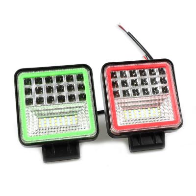 China Wholesale LED Fog Light With Border 12V 24V 128w Square Green/Red Car Led Work Light For Driving Trucks Tractors AOT-A-010 for sale