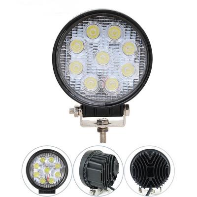 China Factory LED Supply Spot / Flood Led Work Lights 27W Waterproof Round Work Lamp For Truck AOT-A-002 for sale