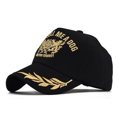 China JOINT Spring New Mens Womens Outdoor Gold Leaves Embroidered Lion Peaked Baseball Cap for sale