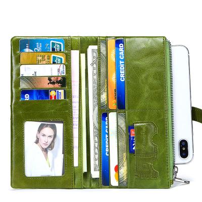 China HUMERPAUL RFID Sublimation Wallet Genuine Cow Leather Zipper Women's Long Purse Two Times Clutch Wallet Women for sale