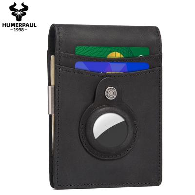 China Minimalist Money Clip Wallets Designer HUMERPAUL Plants Purse Genuine Leather Minimalist Wallet For Men for sale