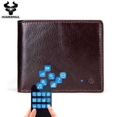 China Wholesale HUMERPAUL Blue-tooth Phonting GPS Location Anti-theft Business Men Pocket Leather Anti-lost Remote Photo Smart Wallet for sale