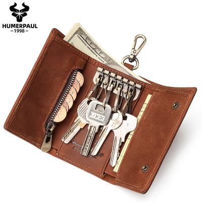 China HUMERPAUL Fashion New Design Horse Leather Coin Purse Key Case Key Holder Pocket Mini Multi Function Key Holder Crazy Wallet for sale