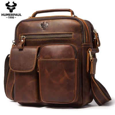 China HUMERPAUL GENUINE LEATHER GENUINE LEATHER Travel Crazy Horse Leather Backpack Men Bag High Quality Man Bags for sale