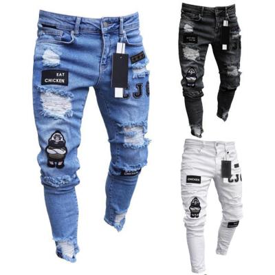 China Wholesale RBX fashion white color breathable men jeans pants stacked skinny jeans mens ripped jeans for men for sale