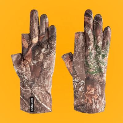 China Amazon Logo Shockproof Custom Full Finger Neoprene Women Men Cold Brown Camouflage Hunting Gloves for sale