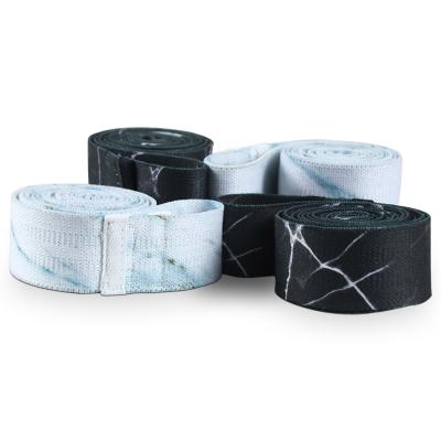 China Long Durable Resistance White/Black Marble Band Hip Logo Fabric Custom Made For Body Training Women for sale