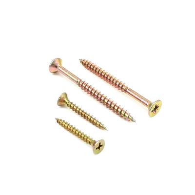 China Anti - Corrosion Ability Wholesale Chipboard Screws Yellow Galvanized Screws Price With Countersunk for sale