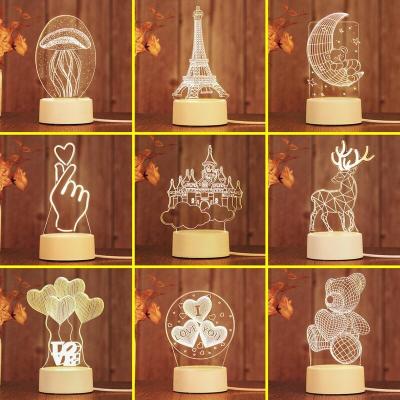 China Modern Kids Room USB Pattern Creative Illusion Cartoon Sleep Night Light Creative Custom Anime Led Acrylic 3D Lamp for sale