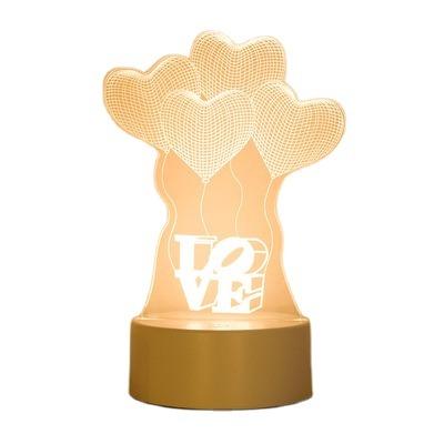 China Modern Romantic Heart-Shaped Acrylic Light LED Night 3D Love Decorative Table Lamp for sale