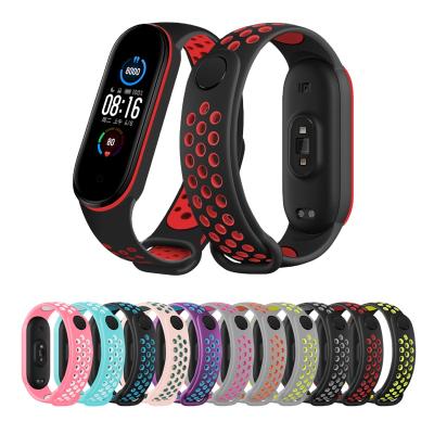 China Adjustable Silicone Sports Strap Watch Band Replacement Bands Strap Wristband For Xiao Mi Band 5 for sale