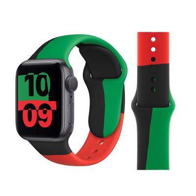 China Easy Installation Silicone Strap For Apple Watch Band 44mm/40mm iwatch Band 38mm 42mm Sports Strap Rubber Watch Band For Apple Watch 6 5 4 3 for sale