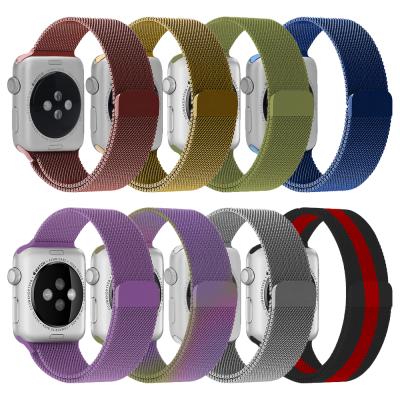 China Stainless Steel Color Strap Metal Buckle Stainless Steel Watch Band Milanese Magnetic Band For Apple Watch iwatch Series Se 7 6 5 4 3 2 1 for sale