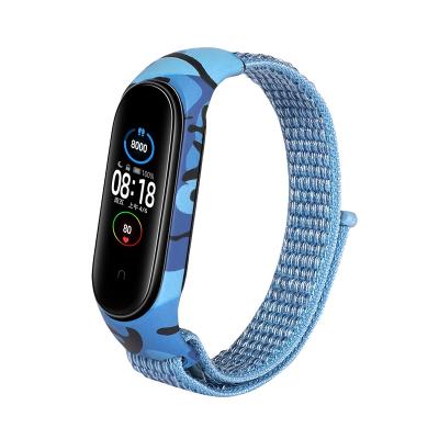 China U Type For MI Band 3 4 5 Universal Compatibility 4 Compatibility Nylon Camouflage Nylon Wrist Strap Xiao Mi Band 5 Strap MI Band 3 Application for sale