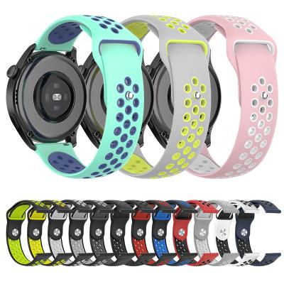 China Sport For Samsung General Two-color Smart Watch Strap For Galaxy Active Silicon Bands 20mm 22mm Watchband for sale