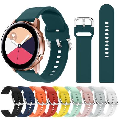 China Easy Installation 18MM 20MM 22mm Silicone Watch Band Metal Buckle Galaxy Watch Strap For Samsung Watch Band Series for sale