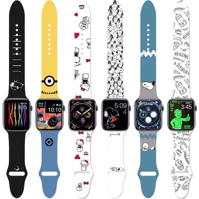 China Silicone OEM Printed Watch Strap Silicone Apple Watch Band 38/40/42/44/mm For Apple Watch for sale