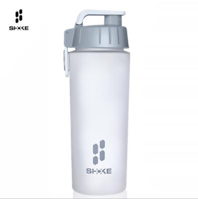 China 800ML TRITAN Protein Shaker Bottle Fitness Sports Plastic Viable Shake Water Cup With Stainless Steel Ball Rubber Coating for sale